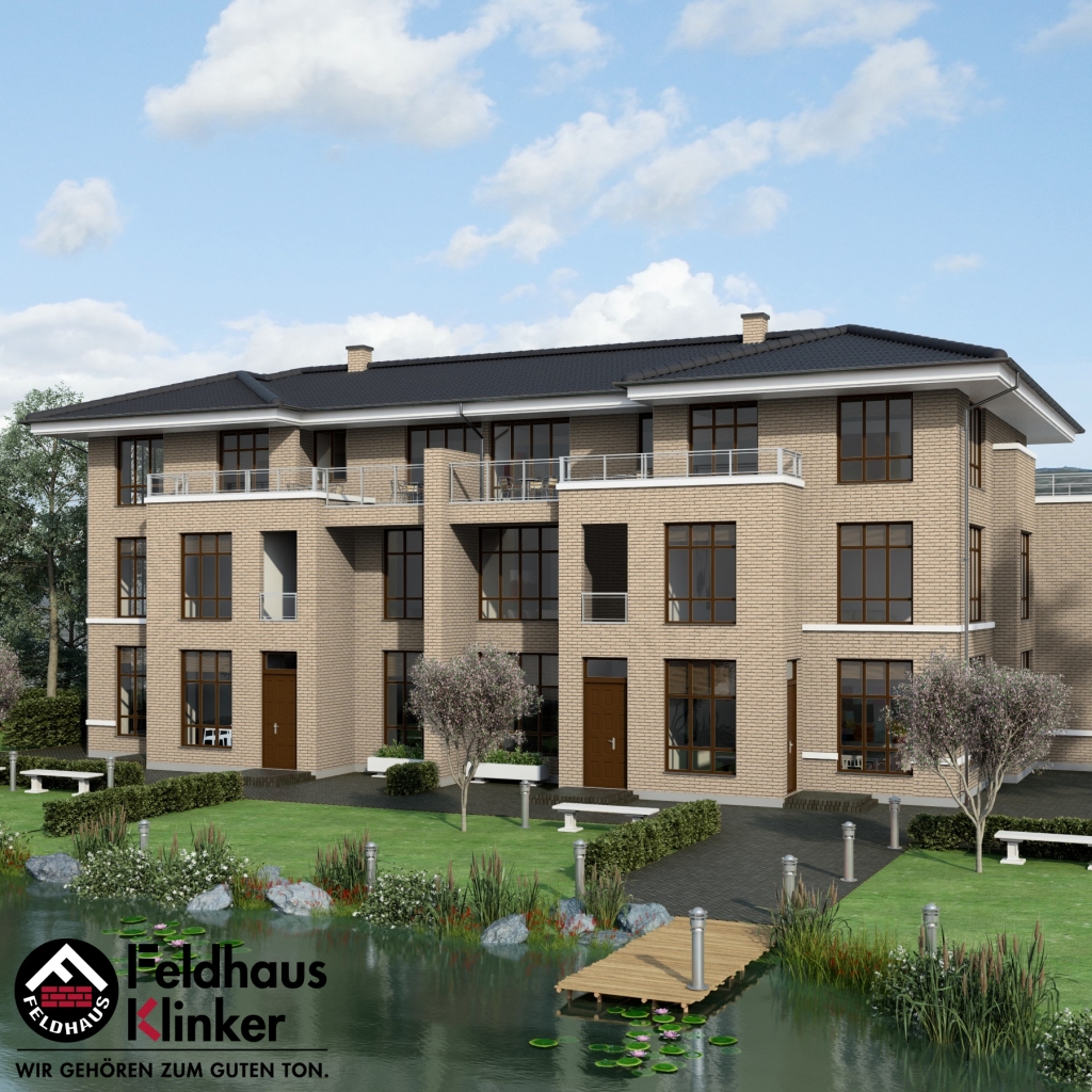 Фасадная плитка ручной формовки Feldhaus Klinker R100 Perla liso NF14, 240*14*71 мм